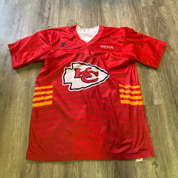 NFL Other - Kansas City Chiefs NFL Flag Football Jersey Youth Large Red Yellow Reversible